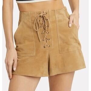 Sexy Fifth & Mode Corset Laces Brown/Camel Genuine Suede Shorts, Sz 0, Like New!